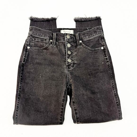 Madewell 10" High-Rise Skinny Button Fly Charcoal Denim Jeans Size 25P - Picture 4 of 10